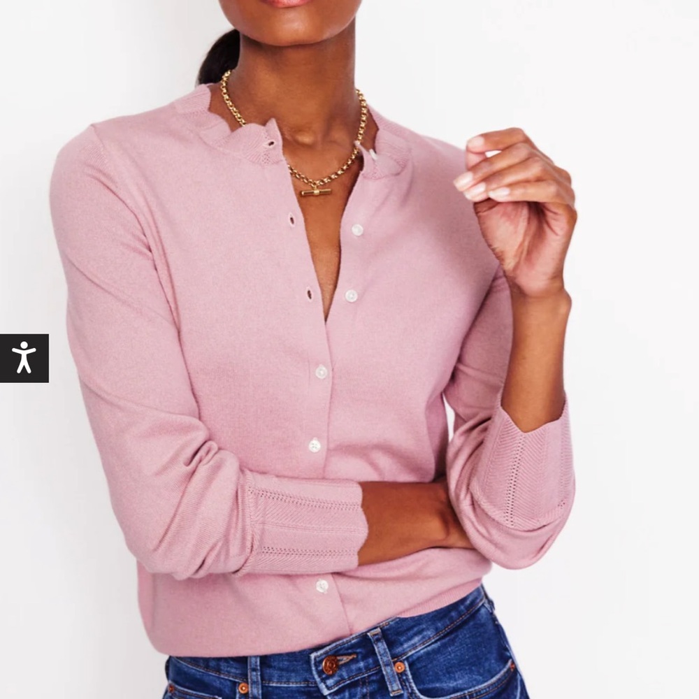 Scalloped edge cardigan sweater